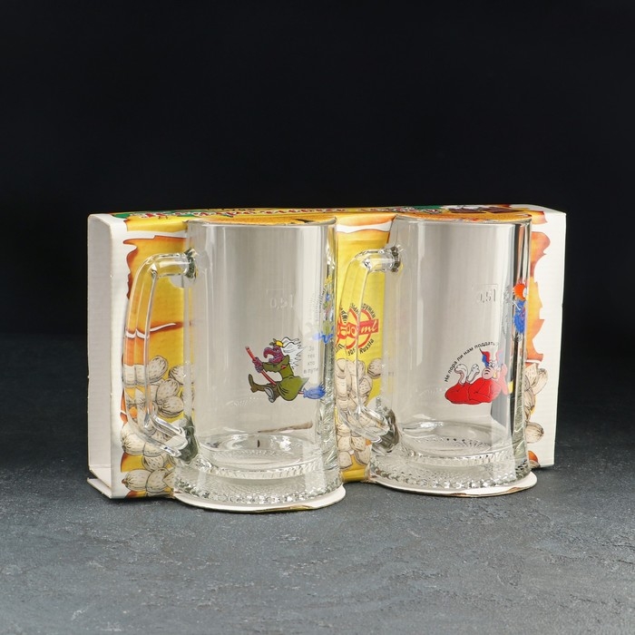 Набор кружек для пива «Приколисты», 500 мл, 2 шт, рисунок МИКС Набор кружек для пива «Приколисты», 500 мл, 2 шт, рисунок МИКС