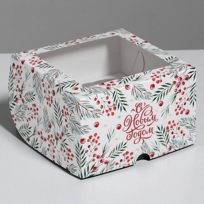Коробка для капкейков &laquo;С Новым Годом&raquo; 16 х 16 х 10 см, Новый год