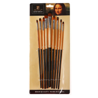 Набор кистей нейлон, 9 штук, закругленные, с длинными ручками Набор кистей нейлон, 9 штук, закругленные, с длинными ручками