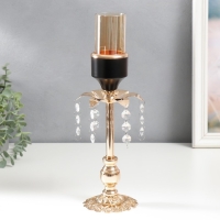 Подсвечник металл на 1 свечу "Цветок. Ажурная подставка" золото, чёрный 32х9,5х9,5 см Подсвечник металл на 1 свечу "Цветок. Ажурная подставка" золото, чёрный 32х9,5х9,5 см