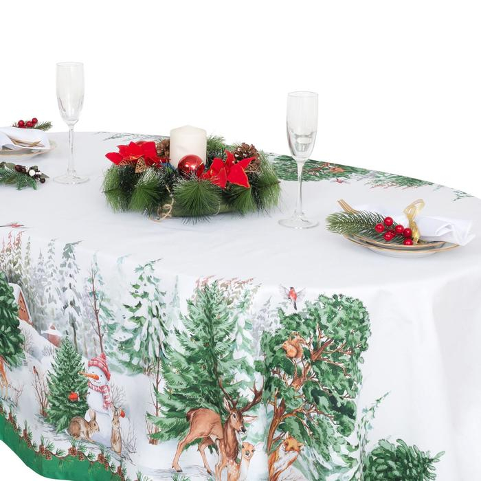 Скатерть новогодняя Этель &laquo;Новогодний лес&raquo; 148х220 см, 100% хл, саржа 190 гр/м2 с ГМВО