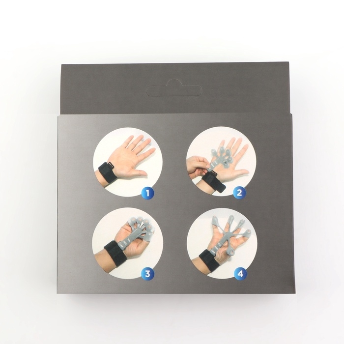 Массажёр для разработки рук и пальцев, с манжетом, 8 &times; 14 &times; 2,8 см, цвет серый