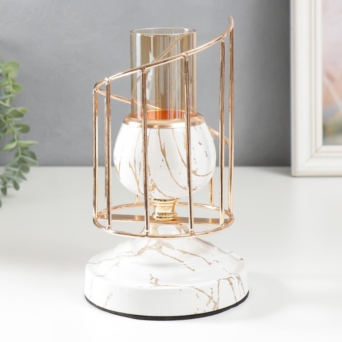 Подсвечник металл на 1 свечу Подсвечник металл на 1 свечу "Белый мрамор с золотыми трещинками. Лестница" 23х13х13 см