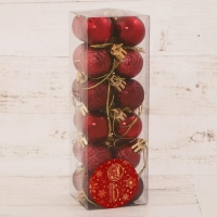 Набор шаров пластик d-3 см, 24 шт "Наоми" красный