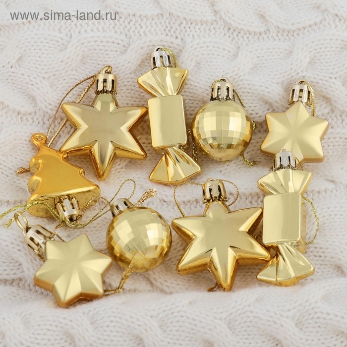 Набор украшений пластик 10 шт "Санда" золото
