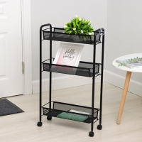 Этажерка на колёсиках &laquo;Ладья 1К&raquo;, 3 яруса, 44&times;17&times;75,5 см, цвет чёрный