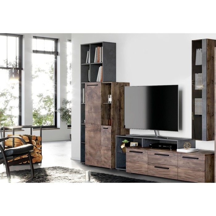 Стеллаж Стеллаж "Глазго" с тумбой, 925х385х2005, Металл Бруклин/Таксония