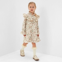 Платье для девочки MINAKU: Cotton collection цвет бежевый, р-р 104