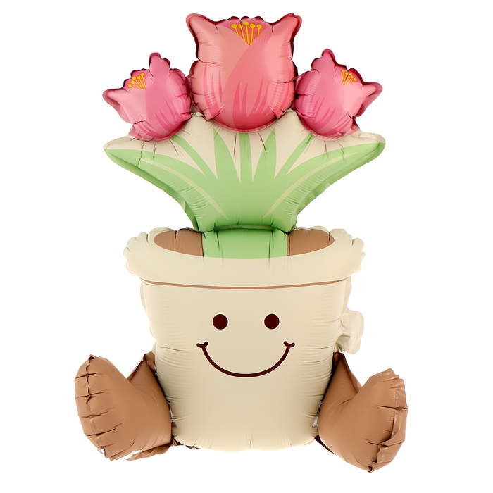Шар фольгированный 22" &laquo;Цветок в горшке&raquo;, матовый, под воздух