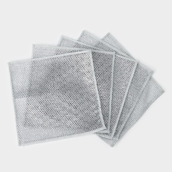 Салфетка для мытья посуды, металлическая, однослойная, 5 шт, 19&times;19 см