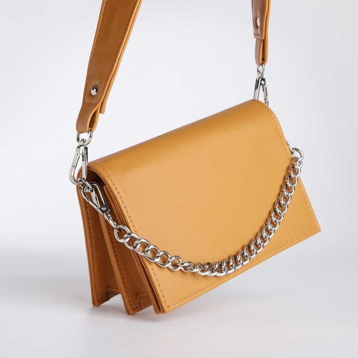 Сумка женская TEXTURA, мессенджер, маленький размер, цвет горчичный