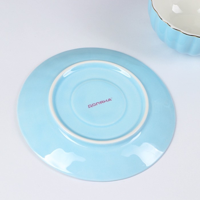 Сервиз фарфоровый чайный Доляна &laquo;Вивьен&raquo;, 12 предметов: 6 чашек 200 мл, 6 блюдец d=15 см, цвет голубой