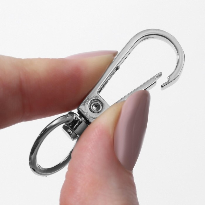 Карабин металлический, 48 &times; 18 мм / 13 &times; 2,2 мм, 5 шт, цвет серебряный