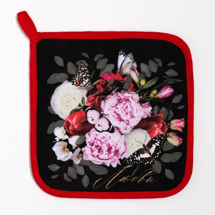 Набор кухонный &laquo;Flowers&raquo; варежка-прихватка 20х28см, прихватка 19х19см,100% хл