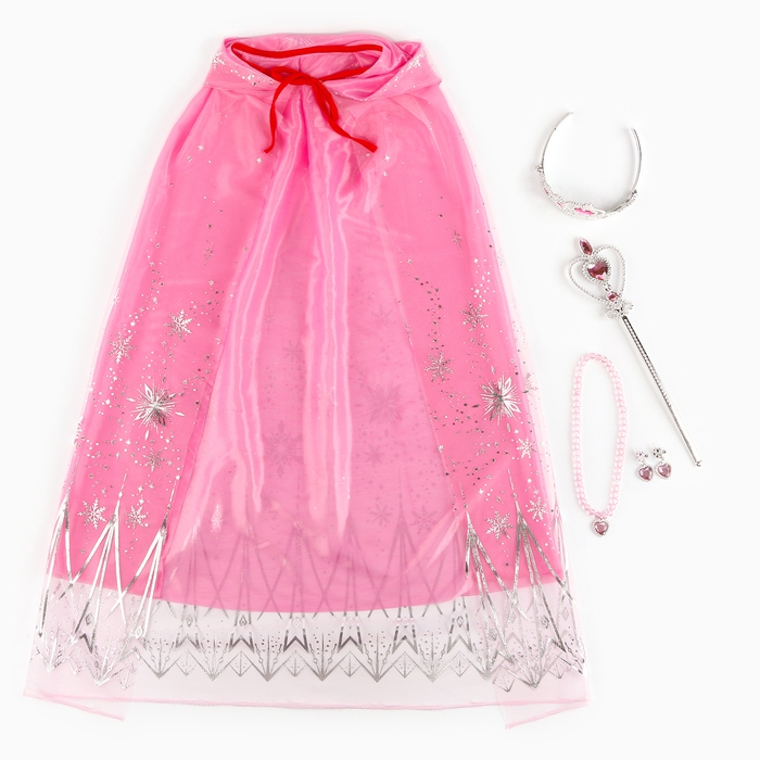 Карнавальный набор «Прекрасная принцесса»: плащ, корона, кулон, серьги, палочка Карнавальный набор «Прекрасная принцесса»: плащ, корона, кулон, серьги, палочка