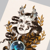 Татуировка на тело цветная "Признанная Луной" 26,1х14,6 см