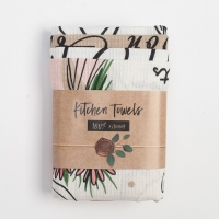 Набор кухонных полотенец Доляна Happiness, 35х60 см -4 шт, 100% хлопок, вафля 160 г/м2