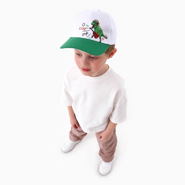 Кепка детская для мальчика Life style, дино, цвет белый, р-р 52-54, 5-7 лет