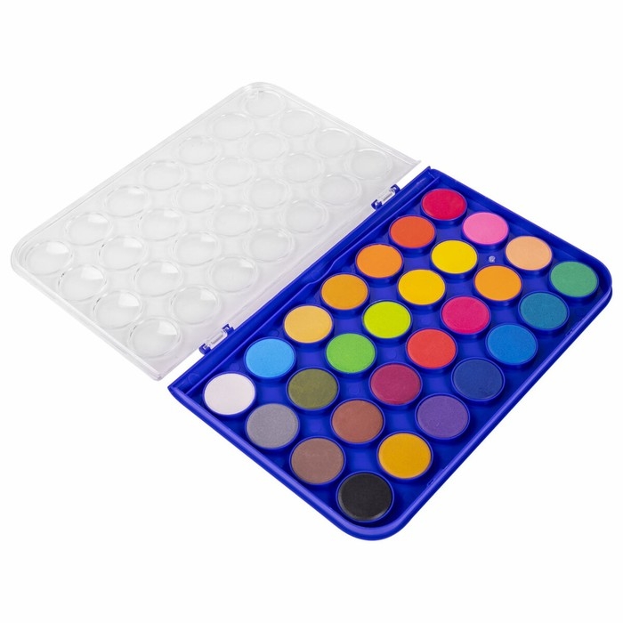 Акварель 28 цветов BRAUBERG PREMIUM, круглые кюветы 28 мм, в пенале