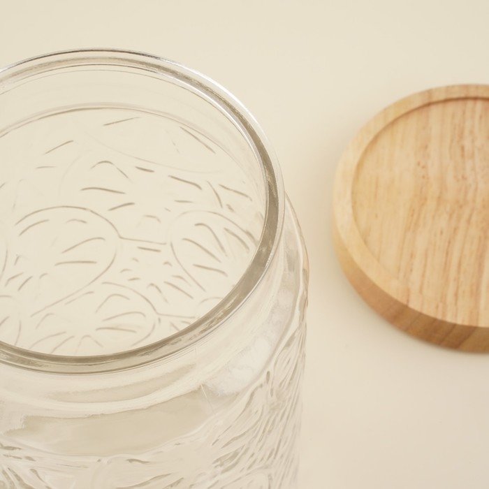 Банка стеклянная для хранения сыпучих продуктов SL Home &laquo;Валенсия&raquo;, 2 л, 12&times;20,5 см, с деревянной крышкой