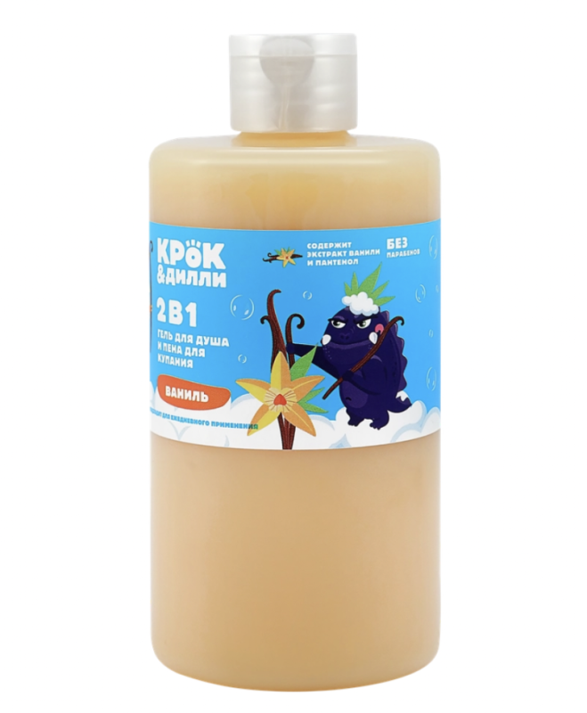 Гель для душа и пена для купания КРОК&ДИЛЛИ 2в1 Ваниль, 460мл Гель для душа и пена для купания КРОК&ДИЛЛИ 2в1 Ваниль, 460мл