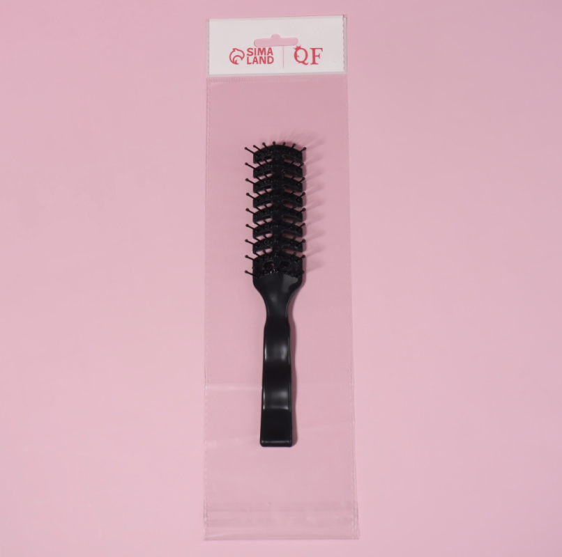 Расчёска массажная, вентилируемая, 3 x 19 см, цвет чёрный