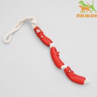 Игрушка резиновая "3 сосиски" на канате, 50 см, микс