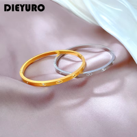 DIEYURO 316L браслет из нержавеющей стали золотого и серебряного цвета с глазами для женщин DIEYURO 316L браслет из нержавеющей стали золотого и серебряного цвета с глазами для женщин