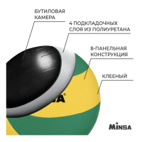 Мяч волейбольный MINSA, PU, клееный, 8 панелей, р. 5