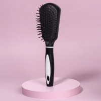 Расчёска массажная, 6,5 x 24 см, цвет чёрный/белый