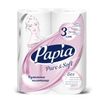 Полотенца бумажные PAPIA PURE&SOFT 3 слоя 2 рулона