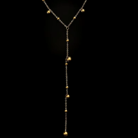 Длинное ожерелье DIEYURO из нержавеющей стали 316L с шариками золотого цвета