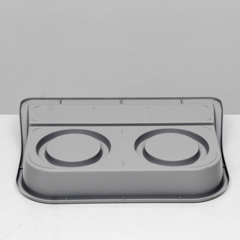 Миски с лотком "Феликс" 0,3 л, 41 x 30 x 6 см, серый лоток, белые миски