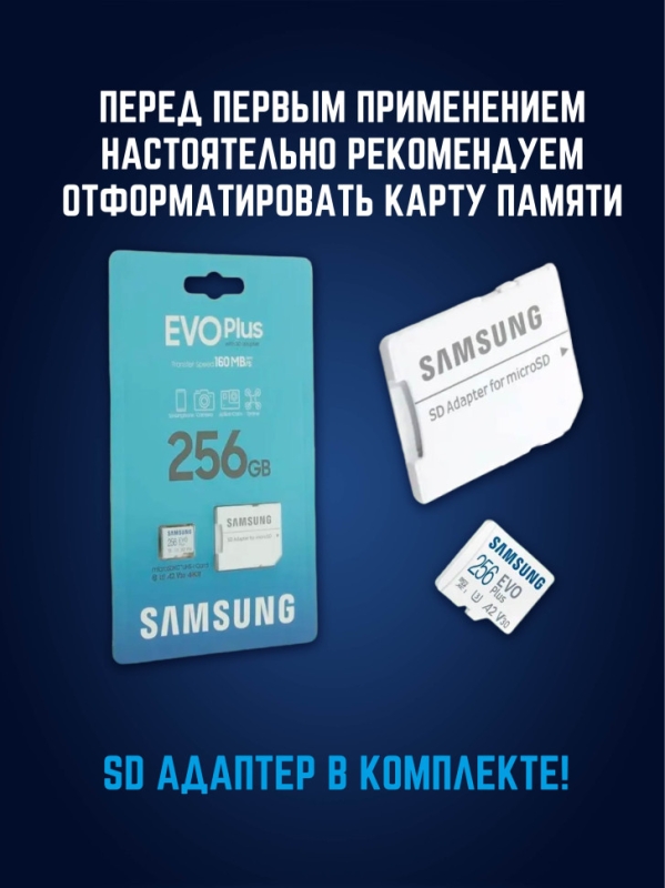Карта памяти Microsd Class 10 Evo Plus 256 gb