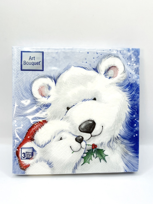 Салфетки бумажные Art Bouquet "Белые Медведи" 20л