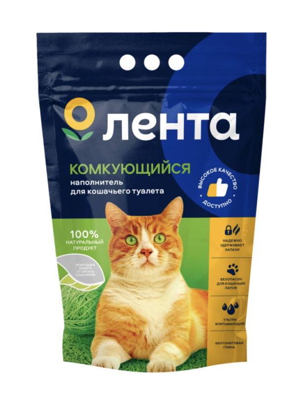 Наполнитель для кошачьего туалета ЛЕНТА комкующийся, 5кг