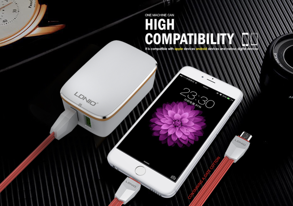 СЗУ Lightning на 2 USB 2.4A A2204 LDNIO