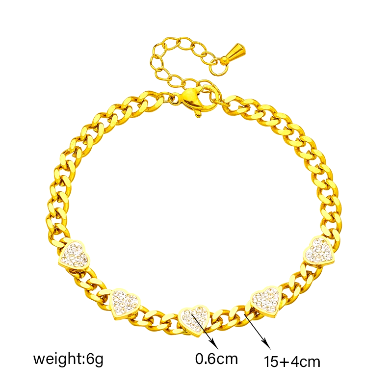 Женский браслет DIEYURO из нержавеющей стали 316L с подвеской в виде сердца