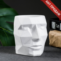 Кашпо - органайзер "Геометрическая голова" белое, 0,15 л / 9х9х7,5см