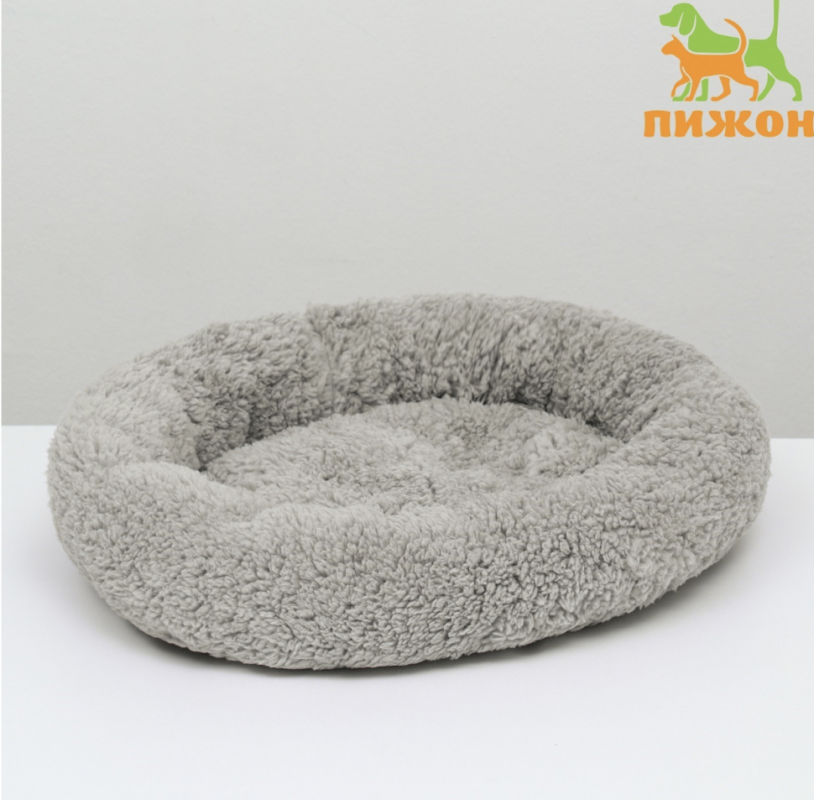 Лежанка для собак и кошек "Уют", мягкий мех, 50 х 42 х 11 см, серая