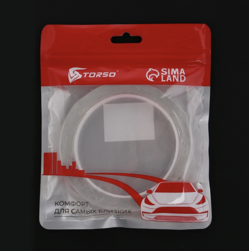 Клейкая нано лента TORSO, прозрачная, двусторонняя, акриловая 12 мм х 3 мм