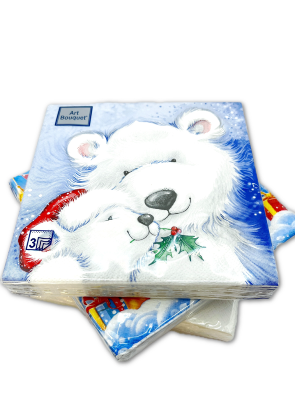 Салфетки бумажные Art Bouquet "Белые Медведи" 20л