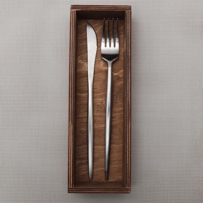 Лоток для подачи столовых приборов Доляна, 25x8x4 см, цвет коричневый