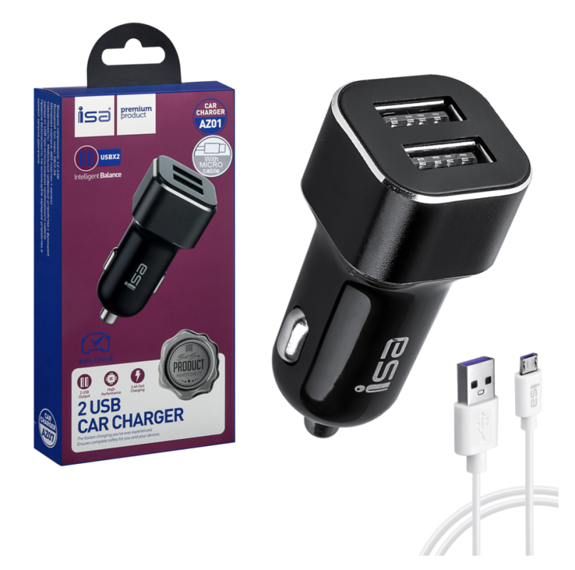 АЗУ Micro USB на 2 USB 2.4A