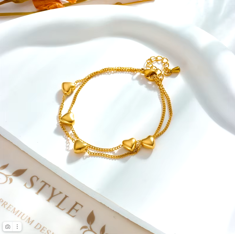 Женский двухслойный браслет DIEYURO, браслет из нержавеющей стали 316L золотого цвета с подвеской в форме сердца