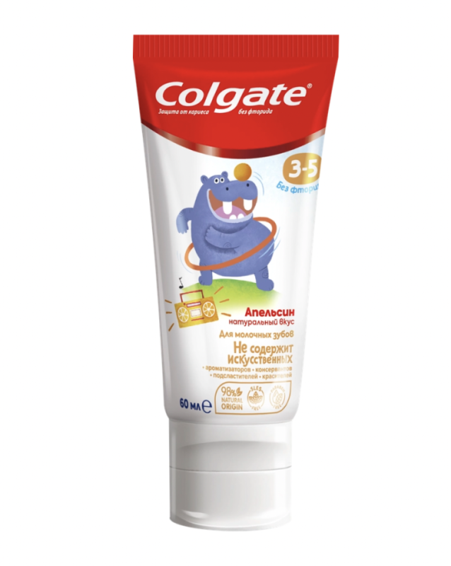 Зубная паста детская COLGATE Kids со вкусом апельсина, защита от кариеса без фтора, 3–5 лет, 60мл Зубная паста детская COLGATE Kids со вкусом апельсина, защита от кариеса без фтора, 3–5 лет, 60мл