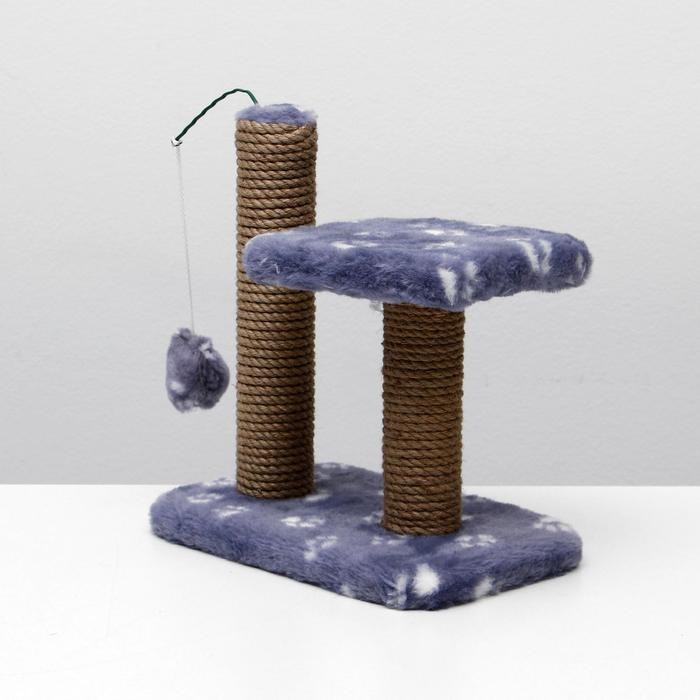 Когтеточка для котят двойная, 30 х 20 х 34 см, джут, серая с лапками Когтеточка для котят двойная, 30 х 20 х 34 см, джут, серая с лапками