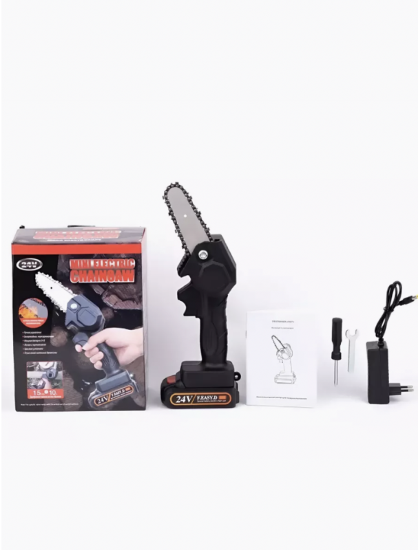 Цепная электропила ручная аккумуляторная садовая 24V