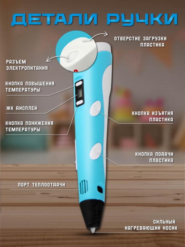 3D ручка 3D Pen-2 с набором пластика PLA (без трафаретов)