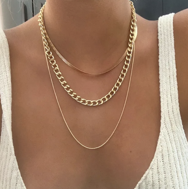 Цепочка многоуровневая под золото